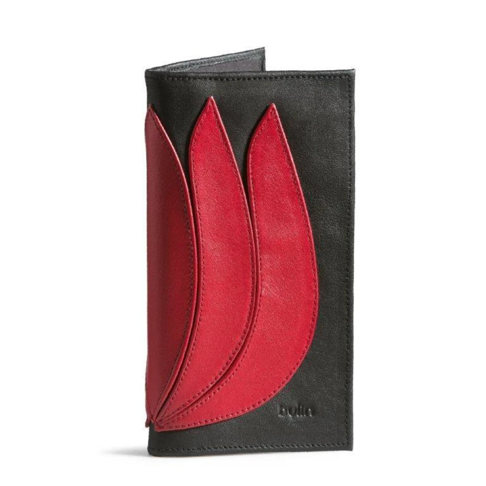 Tulip Wallet Flat Black / Red Tulip byLin Handbags
