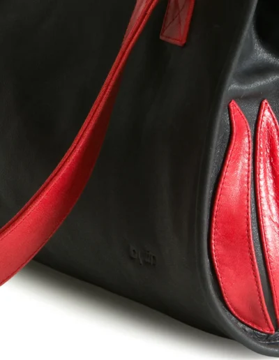 “Biz” Black leather with red Tulip