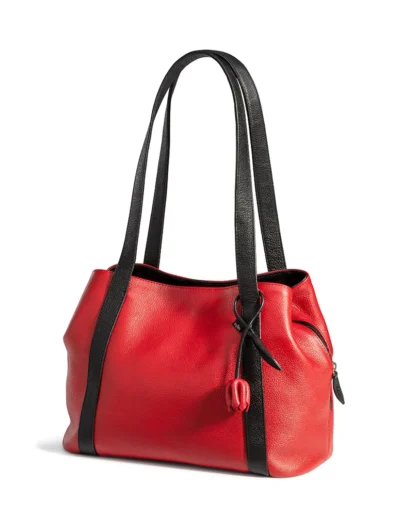 ”Dali” Shopper structure Red / Black with blooming tulip