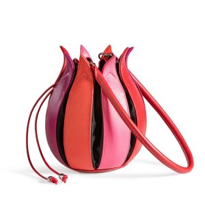 Tulip Pink-Red-Fuschia / Black Canvas Medium