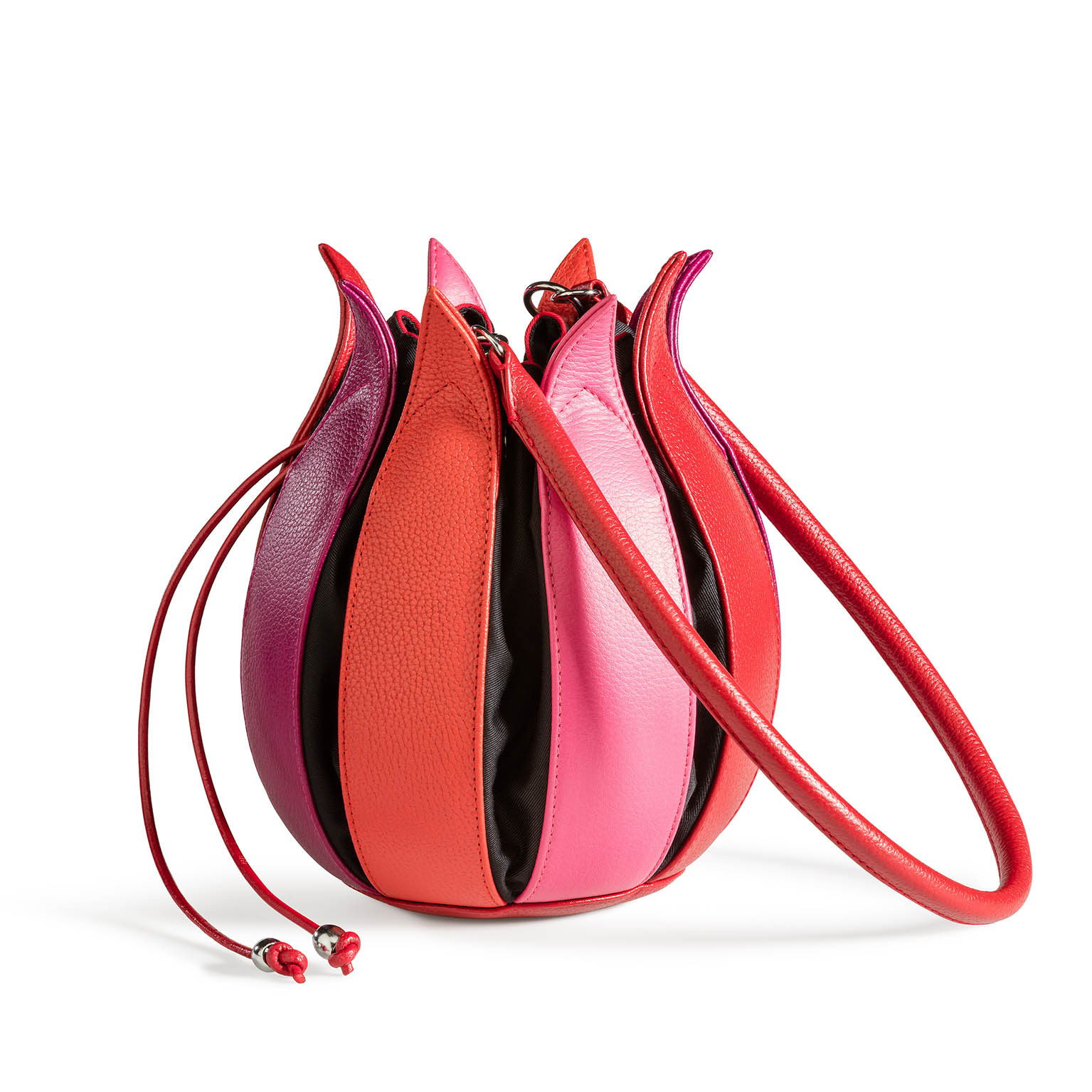 Tulip Pink-Red-Fuschia / Black Canvas Medium
