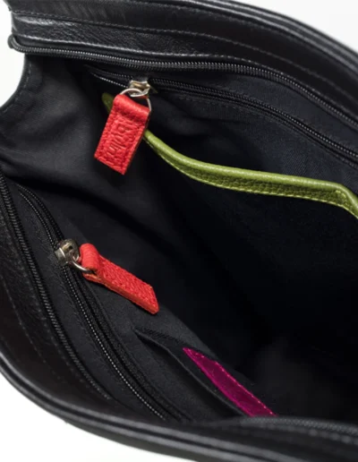 “Biz” Black leather with multi colour tulip