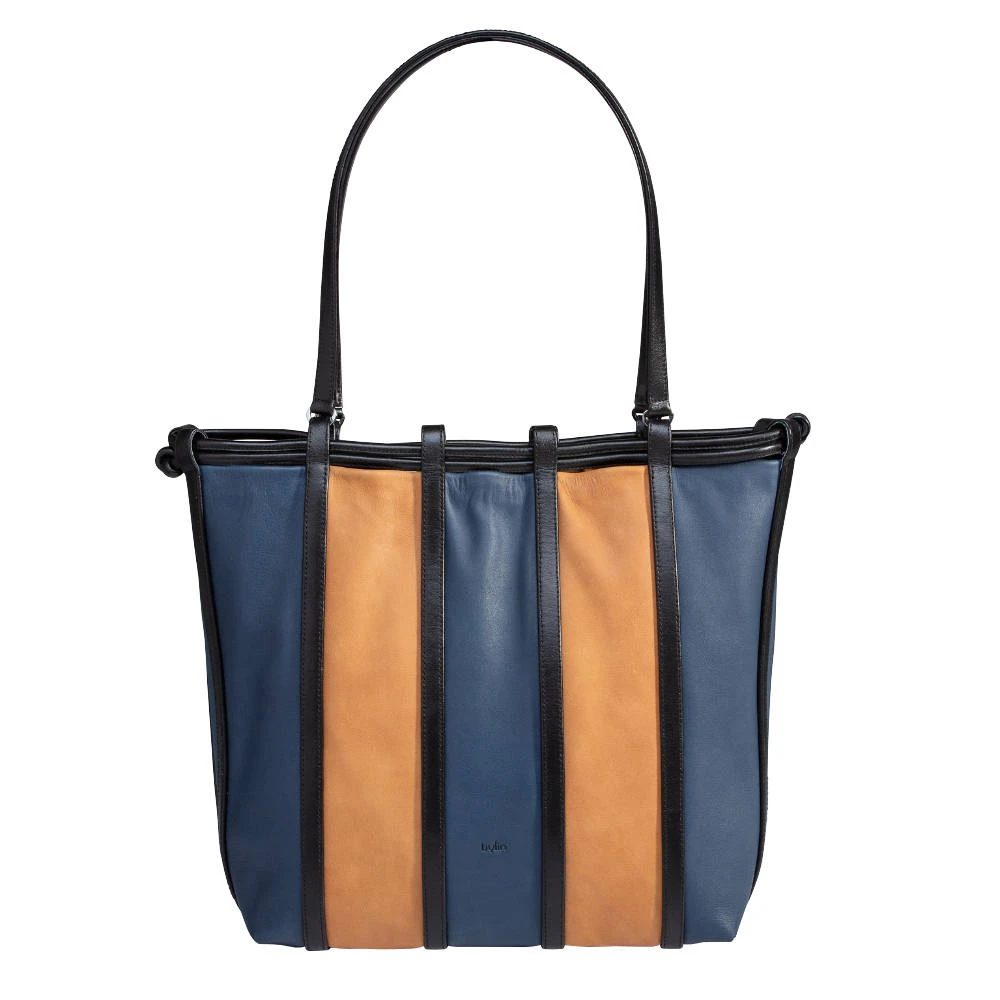 Ricefield Handbag Structure Blue-Caramel