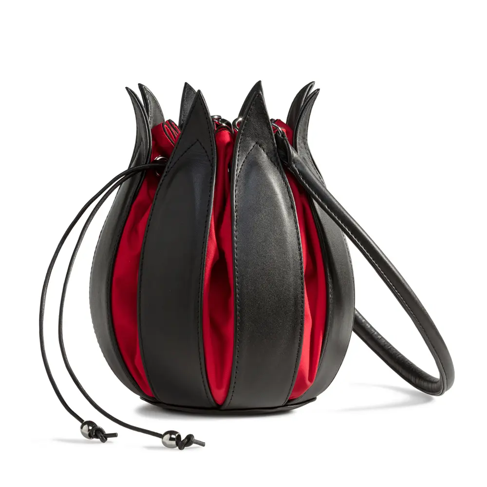 Tulip Original "Classic" Black Leather Red Canvas Medium byLin