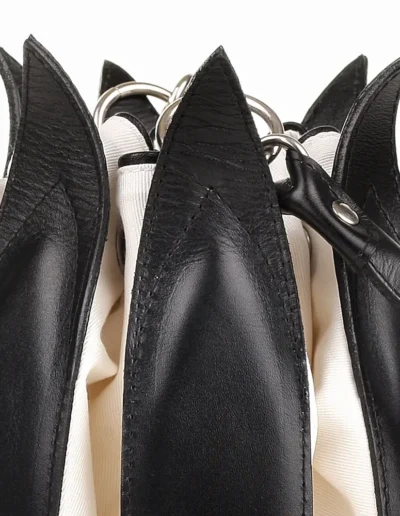 Tulip “Classic” Black Leather – Cream Canvas