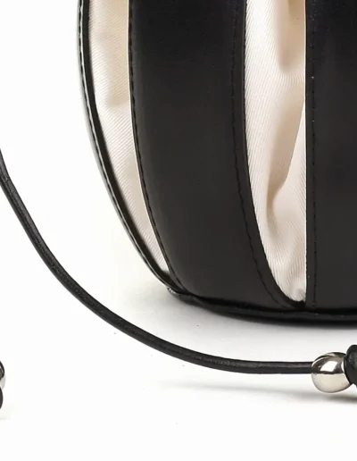 Tulip “Classic” Black Leather – Cream Canvas