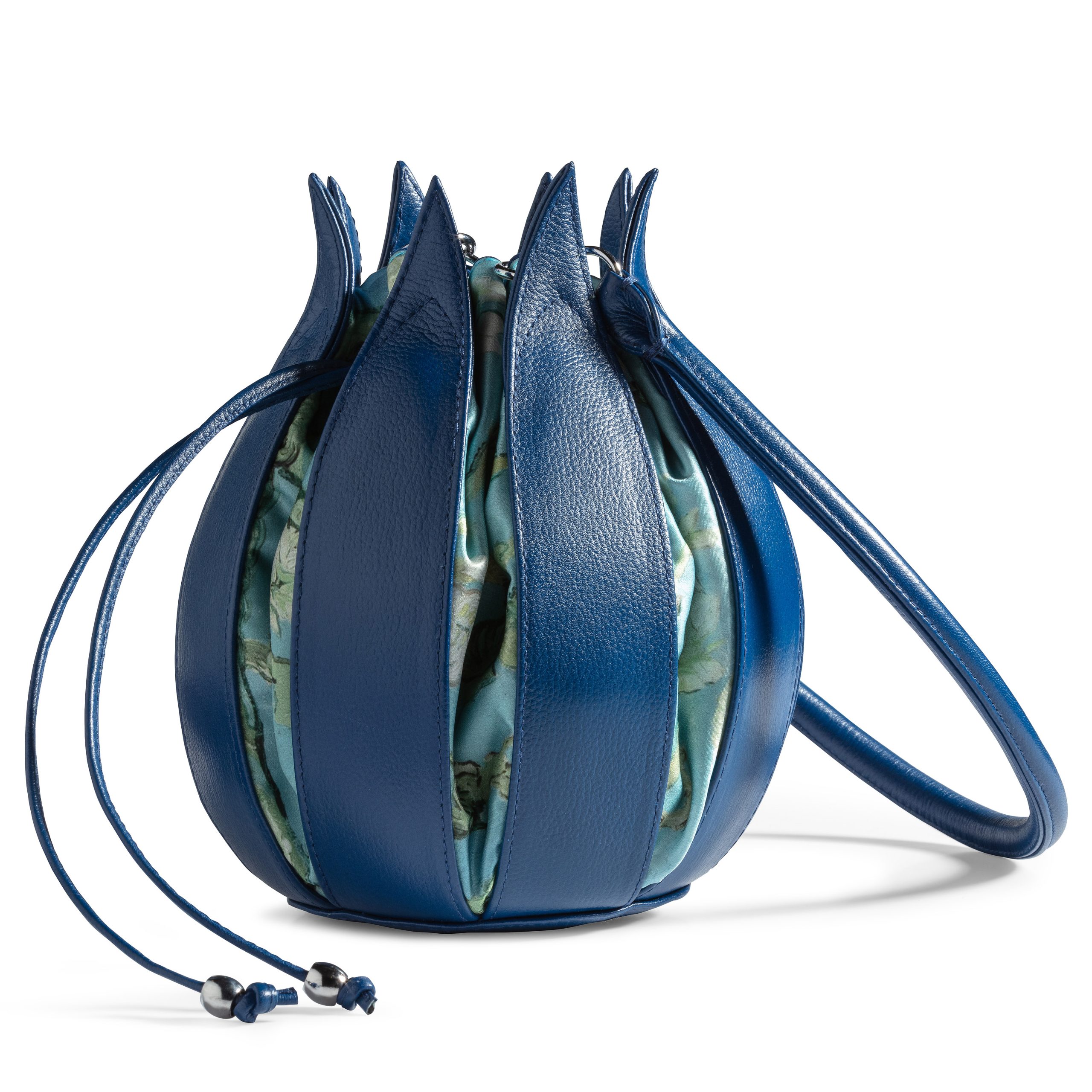 Tulip "Structure" Leather Cobalt/Almond Blossom - "van Gogh" Canvas Medium